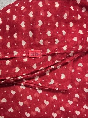 Fat Face Red Heart-Print Cotton Scarf